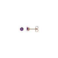 Round Amethyst 3-prong Stud Earrings rose (14K) main - Popular Jewelry - New York