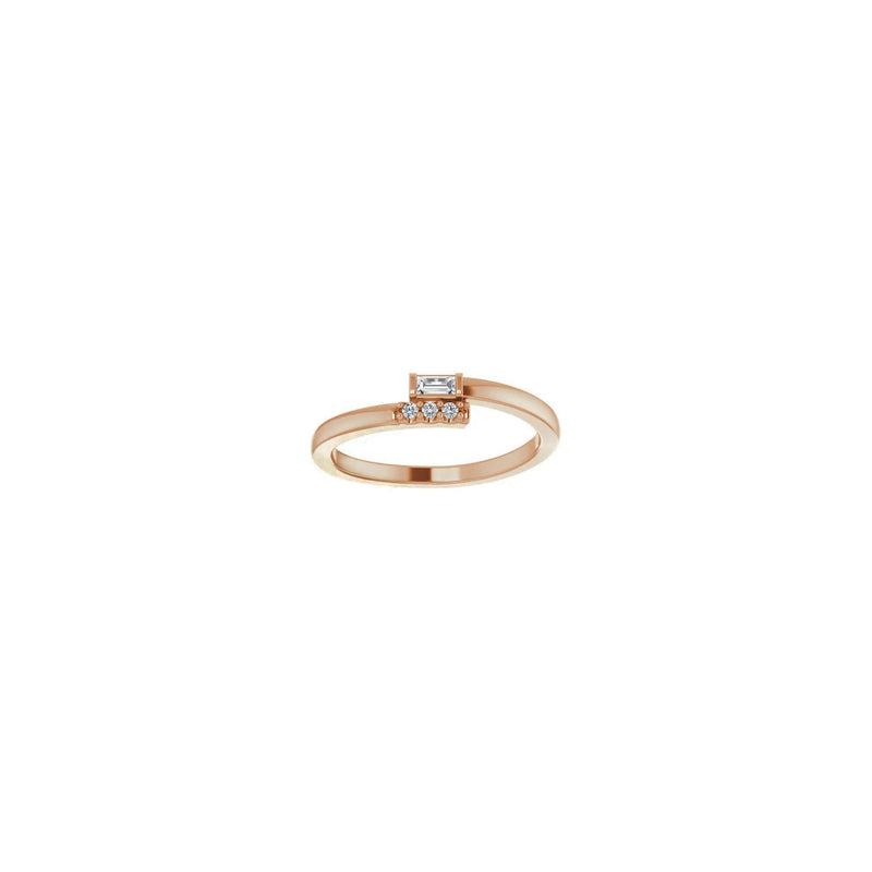 Stackable Baguette Diamond Bypass Ring rose (14K) front - Popular Jewelry - New York