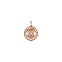 White Opal and Diamonds Evil Eye Round Pendant rose (14K) front - Popular Jewelry - New York