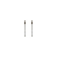 Elongated Oval Huggie Earrings white (14K) front - Popular Jewelry - New York