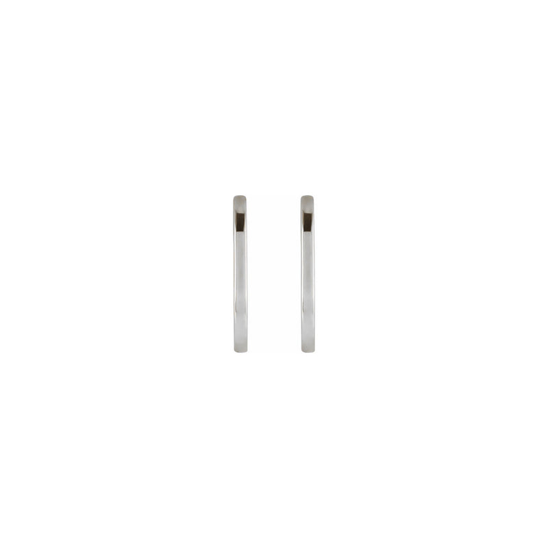 Elongated Oval Huggie Earrings white (14K) front - Popular Jewelry - New York