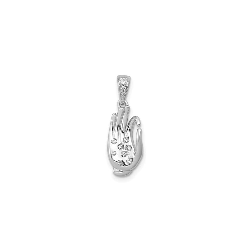 Jnana Mudra Hand Gesture Diamond Pendant (14K) front - Popular Jewelry - New York