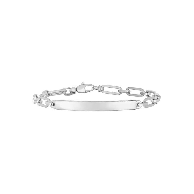 Paperclip Link ID Bracelet white (14K) front - Popular Jewelry - New York