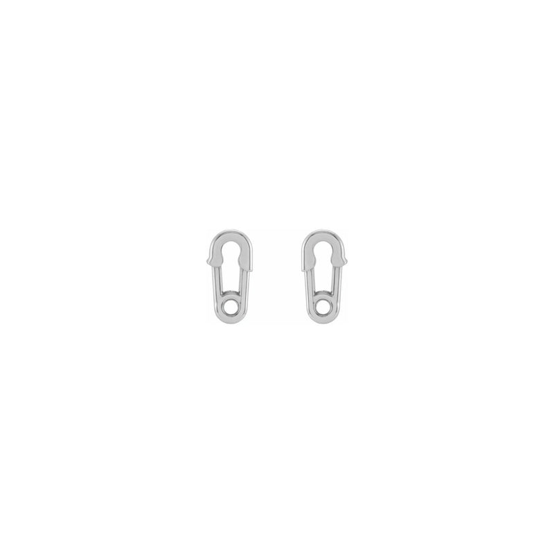 Safety Pin Stud Earrings white (14K) front - Popular Jewelry - New York