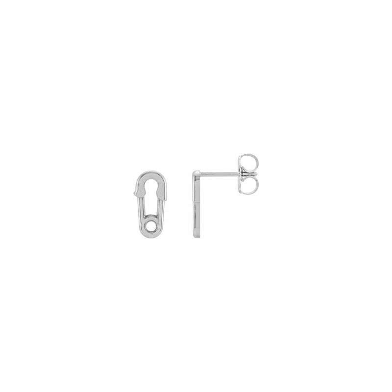 Safety Pin Stud Earrings white (14K) main - Popular Jewelry - New York