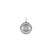 White Opal and Diamonds Evil Eye Round Pendant white (14K) front - Popular Jewelry - New York