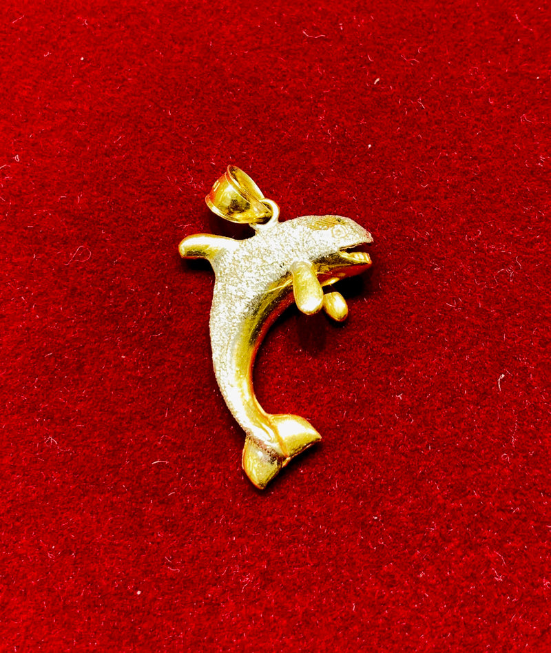 Two-tone Dolphin Pendant (14K).