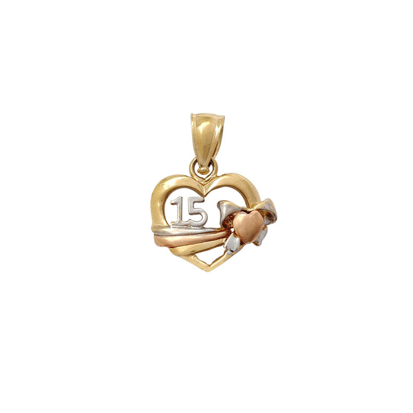 15 Quinceañera Heart Shape Pendant (14K)