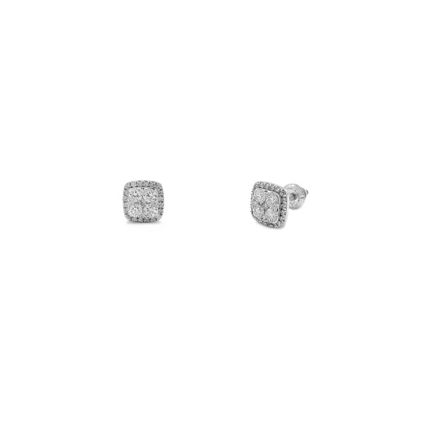 Diamond Cluster Cushion Stud Earrings (14K)