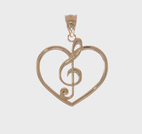 Treble Clef Music Note Heart Pendant (14K) 360 - Popular Jewelry - New York