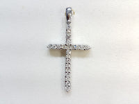 Diamond White Cross Pendant (14K) front 2 - Popular Jewelry - New York