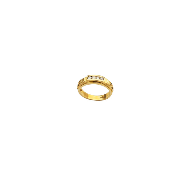 Yellow Gold Textured Diamond Wedding Band Ring (14K)