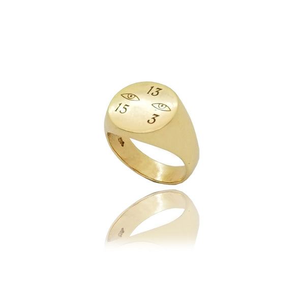 15-13-3 Eyes Yellow Gold Ring (14K)