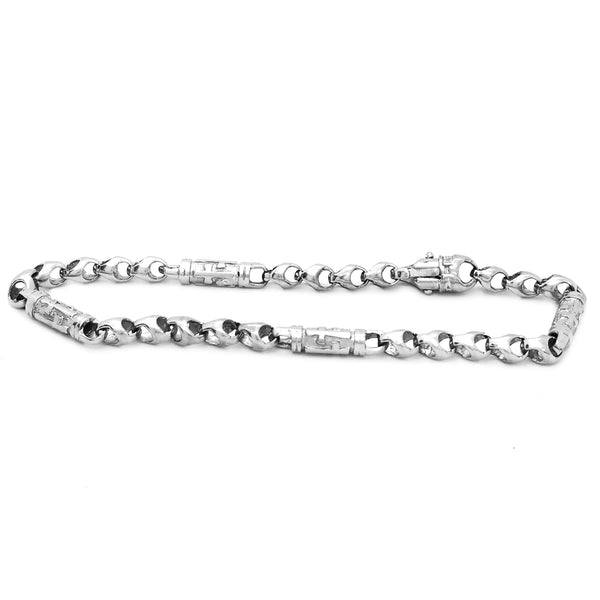 Detailed Cross Cylinder White Gold Bracelet (14K)