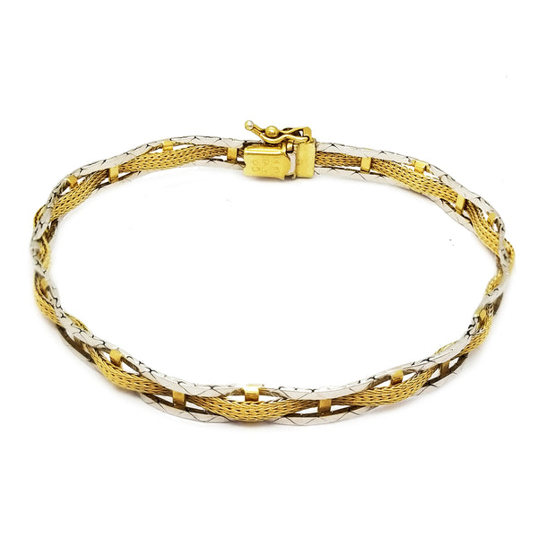 Curved Two-Toned Gold Bracelet (14K)