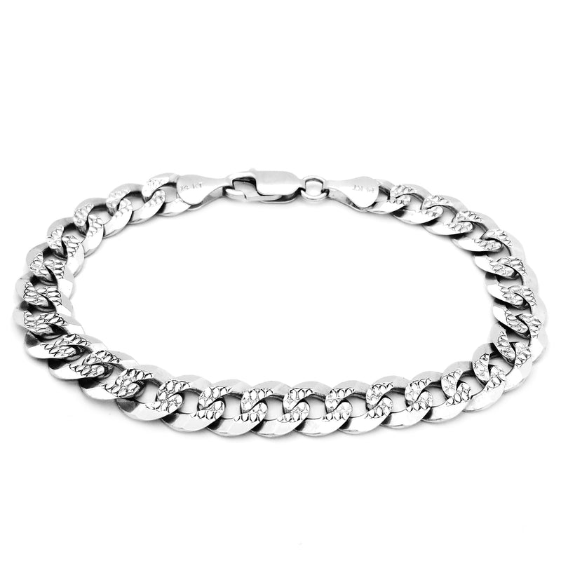 Crusted Cuban White Gold Bracelet (14K)