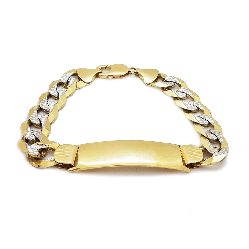 Two-Tone Curb Link ID Bracelet (14K)