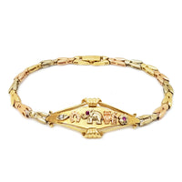 Cubic Zirconia (CZ) Lucky Charms Firefly Chevron Tri-Color Gold Bracelet (14K)