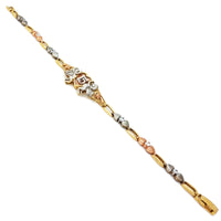 Cubic Zirconia (CZ) 15 Birthday / Quiceañera Tri-Color Gold Bracelet (14K)