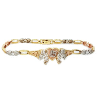 Cubic Zirconia (CZ) 15 Birthday / Quiceañera Tri-Color Gold Bracelet (14K)