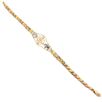 Cubic Zirconia (CZ) 15 Birthday / Quiceañera Tri-Color Gold Bracelet (14K)