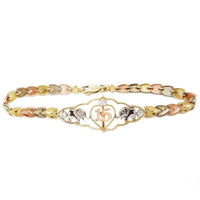 Cubic Zirconia (CZ) 15 Birthday / Quiceañera Tri-Color Gold Bracelet (14K)