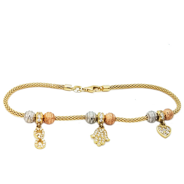 Popcorn link charm bracelet