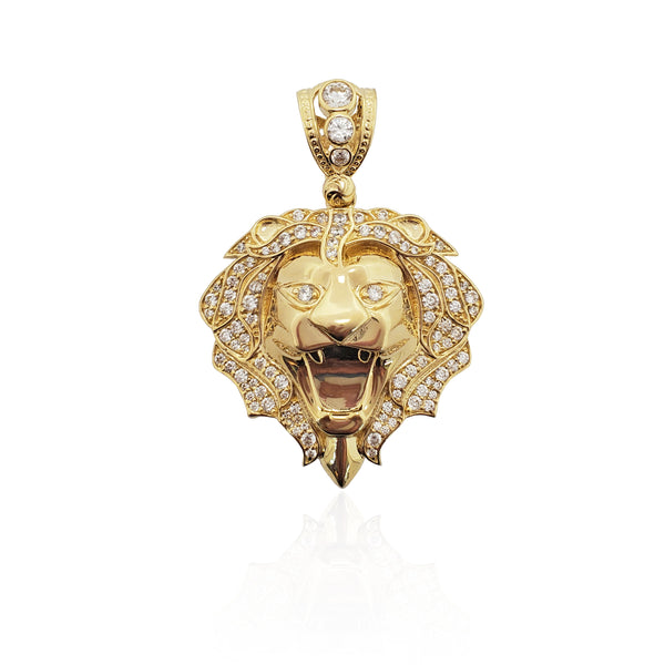 Roaring Lion Visage Pendant (14K)