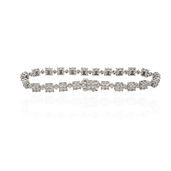 Square Diamond Tennis Bracelet (14K).