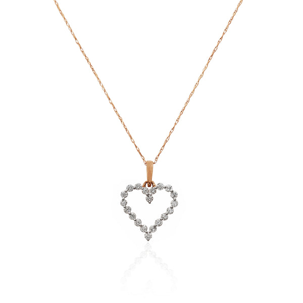 Diamond Heart Pendant Necklace (14K).