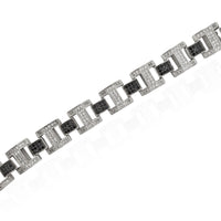 Iced-Out Black & White Buckle Link Bracelet (Silver)