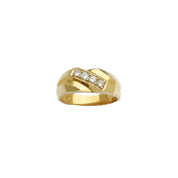 Yellow Gold Round Diamond Wedding Band Ring (14K)