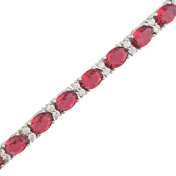 Red Cubic Zirconia Tennis Bracelet (Silver)