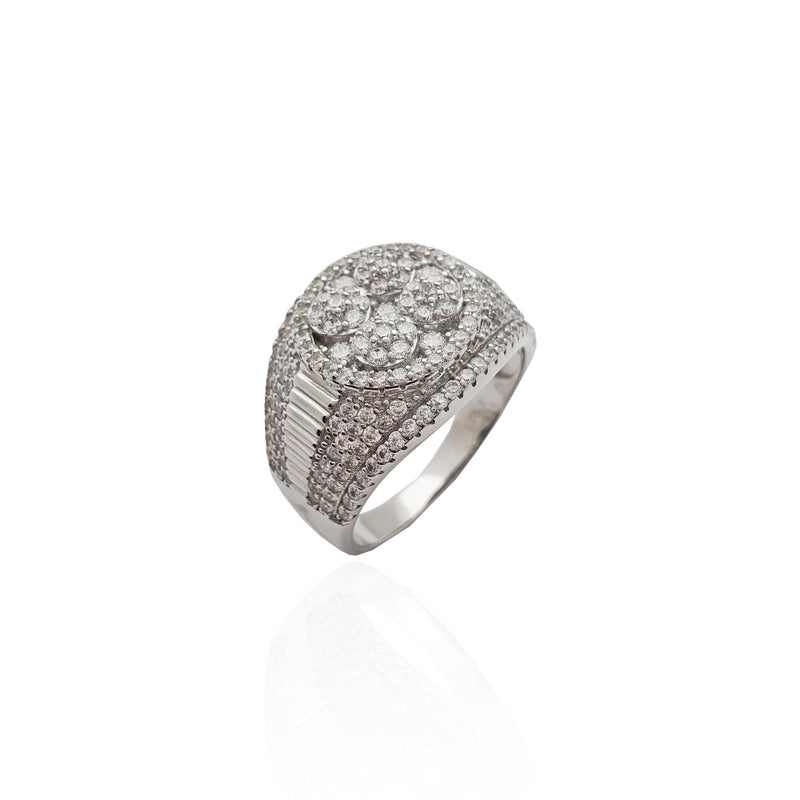 Iced-Out Prezzy Band Ring (Silver)