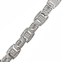 Iced-Out Bone-Link Bracelet (Silver)