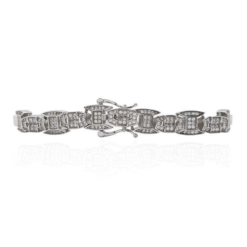 Iced-Out Bone-Link Bracelet (Silver)