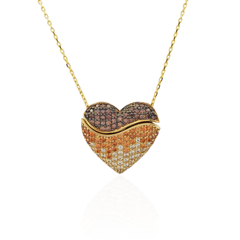 Engravable Parted Heart Necklace (14K)