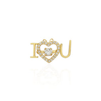 I Love You Heart CZ Pendant Necklace (14K).