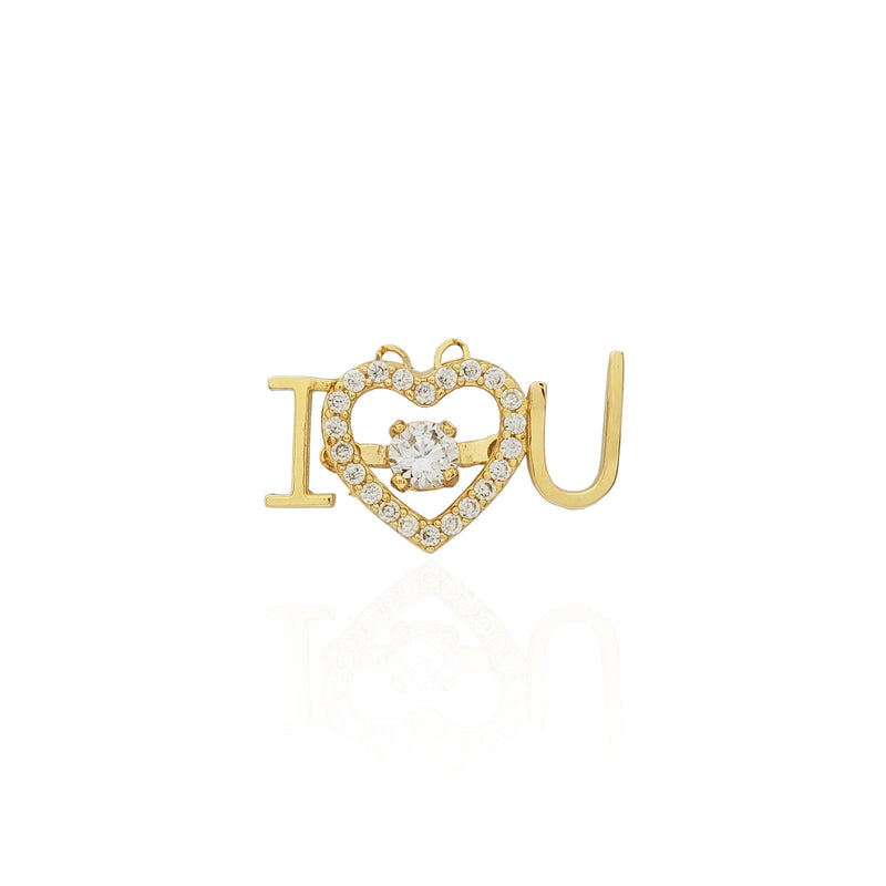 I Love You Heart CZ Pendant Necklace (14K).