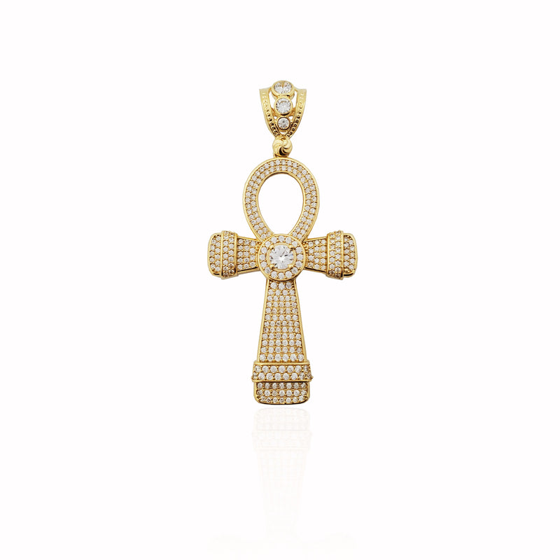 Ankh CZ Pendant (14K).