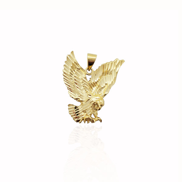 Diamond-Cut Swooping Eagle Pendant (14K)