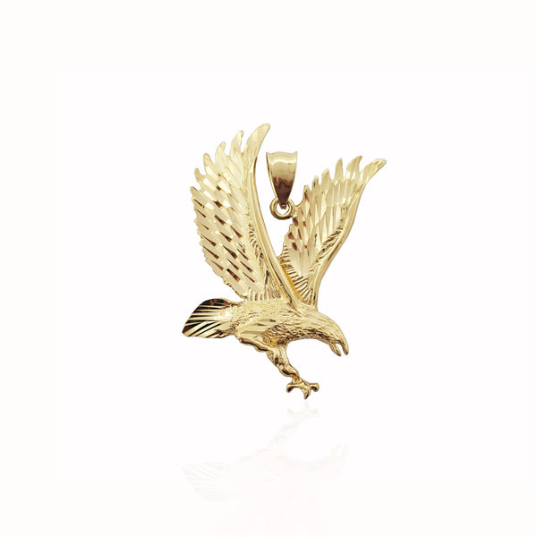 Diamond-Cut Soaring Eagle Pendant (14K)