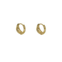 Zirconia-Plain Bypass Huggie Earrings (14K)