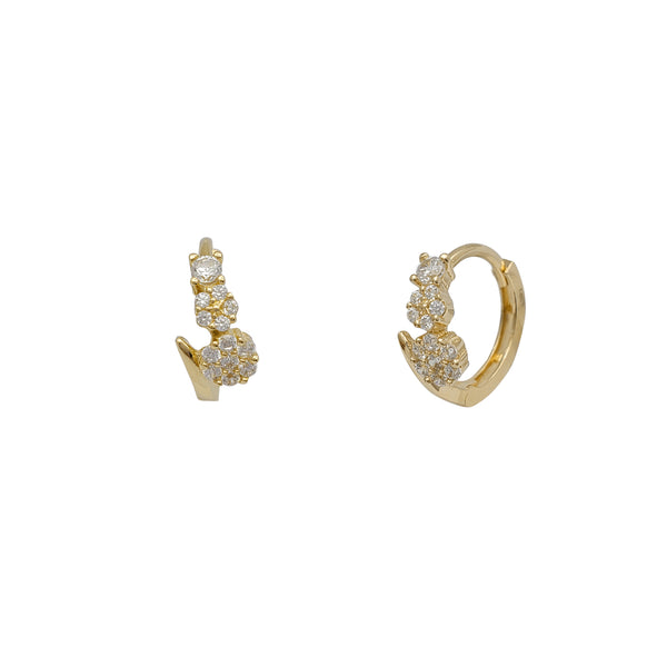 Flowers & Tail Huggie Earrings (14K)