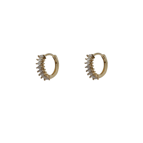 Marquise Row Huggie Earrings (14K)