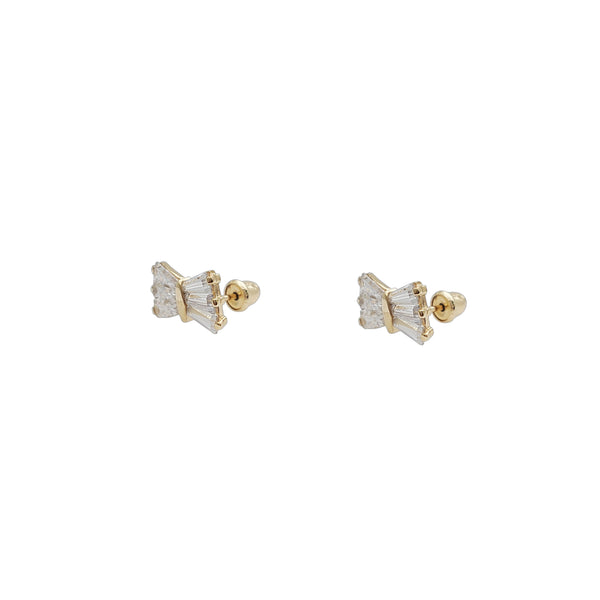 Zirconia Bowtie Huggie Earrings (14K)