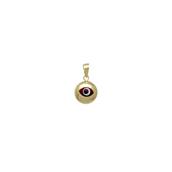 Plain Puffy Round Evil Eyes Pendant (14K)