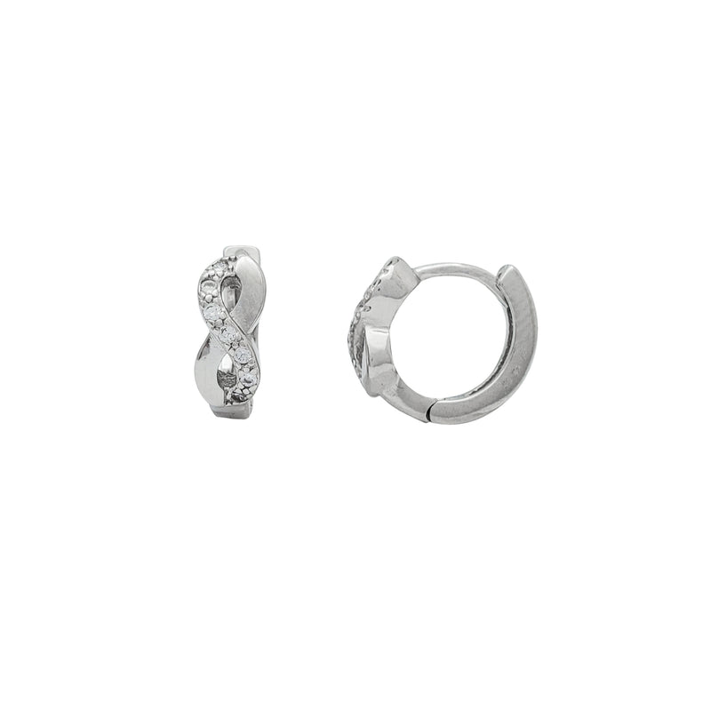 Zirconia Infinity Huggie Earrings (Silver)