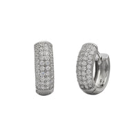 Zirconia 4-Rows Huggie Earrings (Silver)