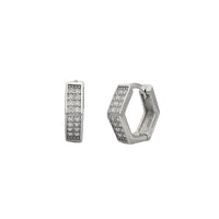 Zirconia Hexagon Huggie Earrings (Silver)